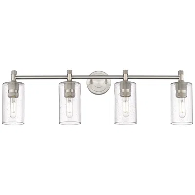 Innovations Lighting Crown Point 34" Wide 4 Light Satin Nickel Bath Light With Seedy Shade