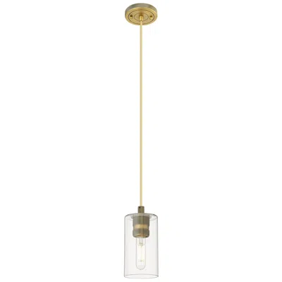 Innovations Lighting Crown Point 3.88" Wide Brushed Brass Cord Hung Pendant With Clear Shad
