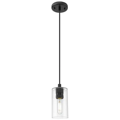 Innovations Lighting Crown Point 3.88" Wide Matte Black Cord Hung Pendant With Clear Glass