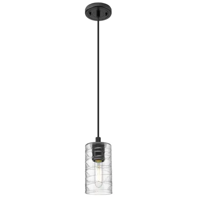 Innovations Lighting Crown Point 3.88" Wide Matte Black Cord Hung Pendant With Deco Swirl S