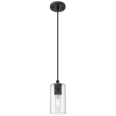 Innovations Lighting Crown Point 3.88" Wide Matte Black Cord Hung Pendant With Seedy Glass