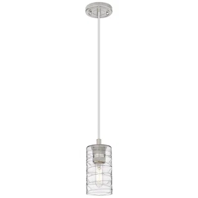 Innovations Lighting Crown Point 3.88" Wide Satin Nickel Cord Hung Pendant With Deco Swirl