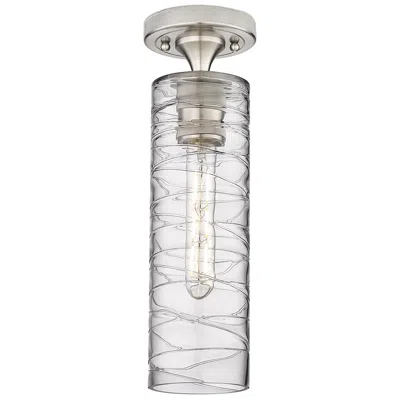Innovations Lighting Crown Point 3.88" Wide Satin Nickel Flush Mount With Deco Swirl Glass