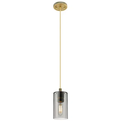Innovations Lighting Crown Point 3.88"w Brushed Brass Cord Hung Pendant With Plated Smoke S