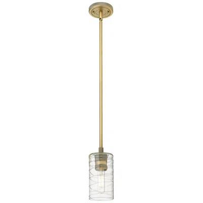Innovations Lighting Crown Point 3.88"w Brushed Brass Stem Hung Pendant With Deco Swirl Sha