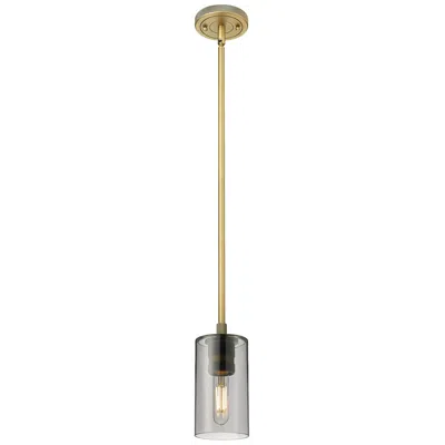 Innovations Lighting Crown Point 3.88"w Brushed Brass Stem Hung Pendant With Plated Smoke S