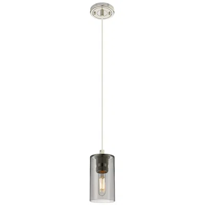 Innovations Lighting Crown Point 3.88"w Polished Nickel Cord Hung Pendant W/ Plated Smoke S