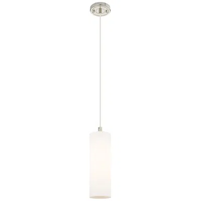 Innovations Lighting Crown Point 3.88"w Polished Nickel Cord Hung Pendant With Matte White In Multi