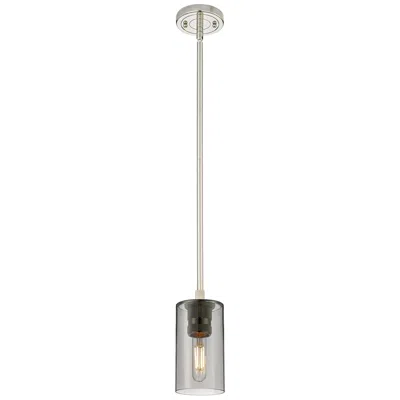 Innovations Lighting Crown Point 3.88"w Polished Nickel Stem Hung Pendant W/ Plated Smoke S