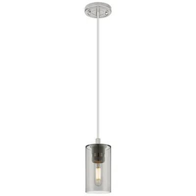 Innovations Lighting Crown Point 3.88"w Satin Nickel Cord Hung Pendant With Plated Smoke Sh
