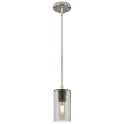 Innovations Lighting Crown Point 3.88"w Satin Nickel Stem Hung Pendant With Plated Smoke Sh