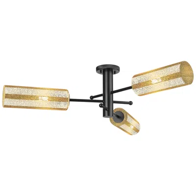 Innovations Lighting Crown Point 39.25"w 3 Light Black Flush Mount With 12" Mercury Shade