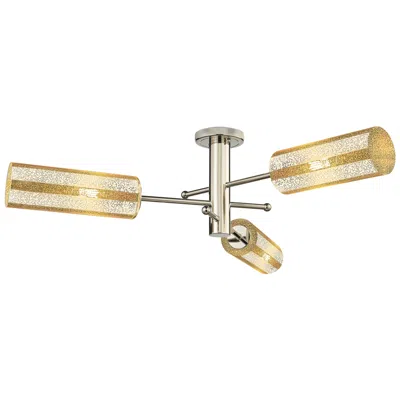 Innovations Lighting Crown Point 39.25"w 3 Light Nickel Flush Mount With 12" Mercury Shade