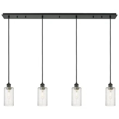 Innovations Lighting Crown Point 4 Light 49" Cord Hung Linear Pendant Matte Black Seedy Shade