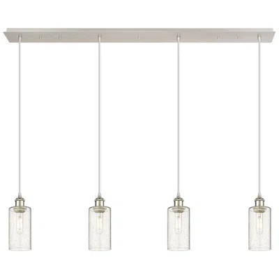 Innovations Lighting Crown Point 4 Light 49" Cord Hung Linear Pendant Nickel W/ Seedy Shade