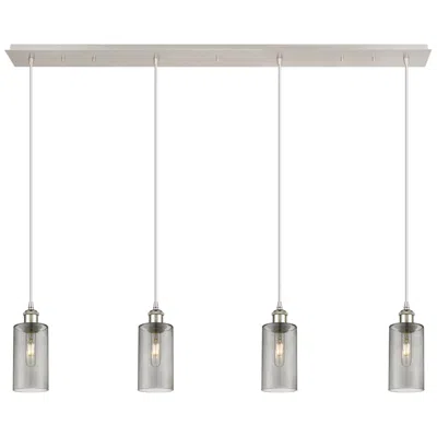 Innovations Lighting Crown Point 4 Light 49" Cord Hung Linear Pendant Nickel W/ Smoke Shade