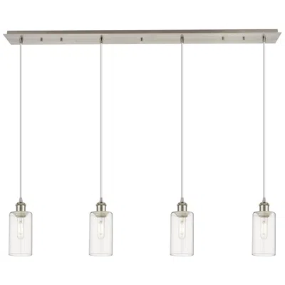 Innovations Lighting Crown Point 4 Light 49" Cord Hung Linear Pendant Satin Nickel Clear Shade