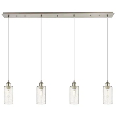 Innovations Lighting Crown Point 4 Light 49" Cord Hung Linear Pendant Satin Nickel Seedy Shade