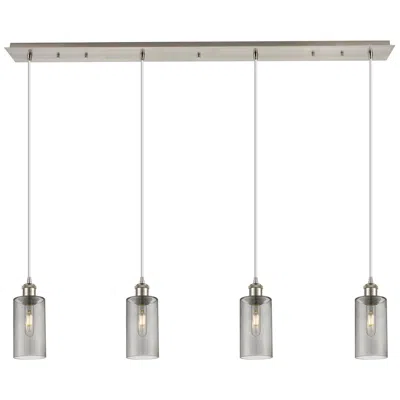 Innovations Lighting Crown Point 4 Light 49" Cord Hung Linear Pendant Satin Nickel Smoke Shade
