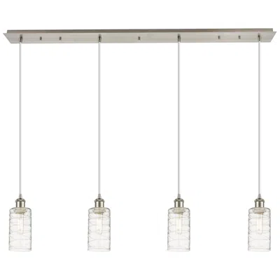 Innovations Lighting Crown Point 4 Light 49" Cord Hung Linear Pendant Satin Nickel W/ Deco Swirl