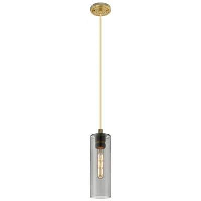 Innovations Lighting Crown Point 4" Wide Cord Hung Brushed Brass Pendant With Smoke Shade