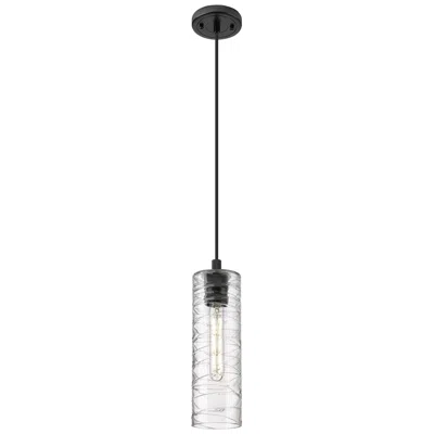 Innovations Lighting Crown Point 4" Wide Cord Hung Matte Black Pendant With Deco Swirl Shad