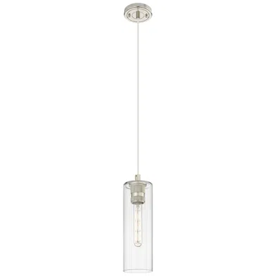 Innovations Lighting Crown Point 4" Wide Cord Hung Polished Nickel Pendant With Clear Shade