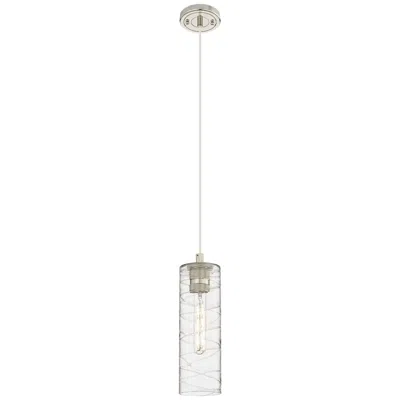 Innovations Lighting Crown Point 4" Wide Cord Hung Polished Nickel Pendant With Deco Swirl