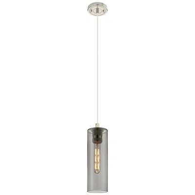 Innovations Lighting Crown Point 4" Wide Cord Hung Polished Nickel Pendant With Smoke Shade