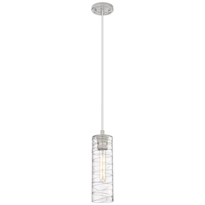 Innovations Lighting Crown Point 4" Wide Cord Hung Satin Nickel Pendant With Deco Swirl Sha