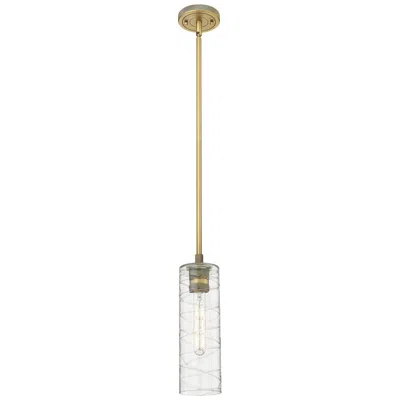 Innovations Lighting Crown Point 4" Wide Stem Hung Brushed Brass Pendant With Deco Swirl Sh In Gold