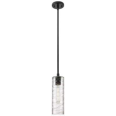 Innovations Lighting Crown Point 4" Wide Stem Hung Matte Black Pendant With Deco Swirl Shad