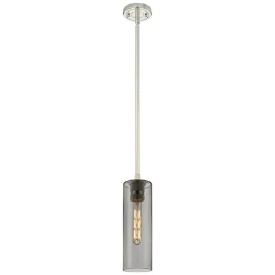 Innovations Lighting Crown Point 4" Wide Stem Hung Polished Nickel Pendant With Smoke Shade