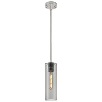 Innovations Lighting Crown Point 4" Wide Stem Hung Satin Nickel Pendant With Smoke Shade
