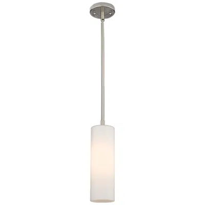 Innovations Lighting Crown Point 4" Wide Stem Hung Satin Nickel Pendant With White Shade