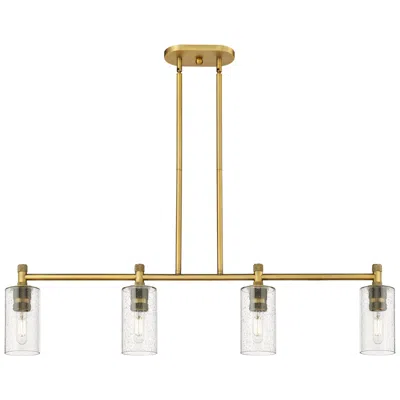 Innovations Lighting Crown Point 43.75"w 4 Light Brushed Brass Stem Island Light W/ Seedy S