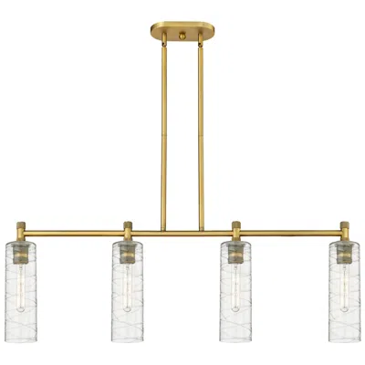 Innovations Lighting Crown Point 43.75"w 4 Light Brushed Brass Stem Island Light W/ Swirl S