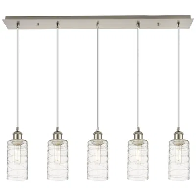 Innovations Lighting Crown Point 5 Light 37" Cord Hung Linear Pendant Satin Nickel W/ Deco Swirl