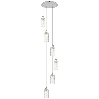 Innovations Lighting Crown Point 6 Light 16" Cord Hung Multi Pendant Nickel W/ Deco Swirl Shade