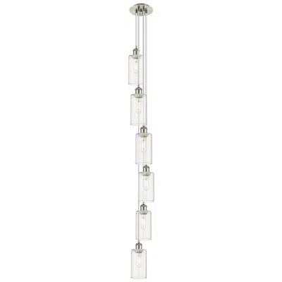 Innovations Lighting Crown Point 6 Light 7" Cord Hung Multi Pendant Satin Nickel Clear Shade