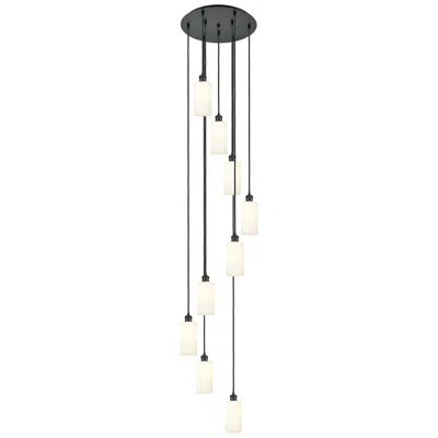 Innovations Lighting Crown Point 9 Light 19" Cord Hung Multi Pendant Matte Black White Shade