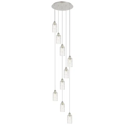 Innovations Lighting Crown Point 9 Light 19" Cord Hung Multi Pendant Nickel W/ Deco Swirl Shade