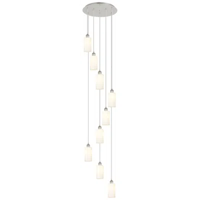 Innovations Lighting Crown Point 9 Light 19" Cord Hung Multi Pendant Polished Nickel White Shade