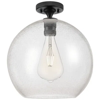 Innovations Lighting Crown Point Athens 12" Wide Matte Black Flush Mount With Seedy Shade