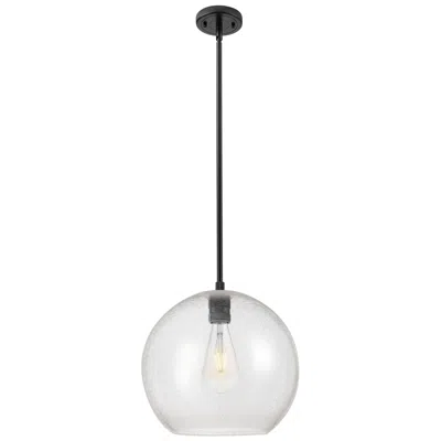 Innovations Lighting Crown Point Athens 12"w Matte Black Stem Hung Pendant With Seedy Shade