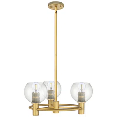 Innovations Lighting Crown Point Athens 20"w 3 Light Brass Stem Pendant W/ Seedy Shade