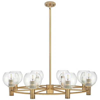 Innovations Lighting Crown Point Athens 35.5"w 8 Light Brass Stem Chandelier W/ Clear Shade
