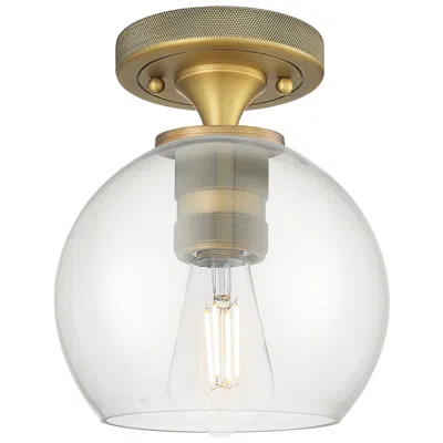 Innovations Lighting Crown Point Athens 6" Wide Brushed Brass Flush Mount With Clear Shade