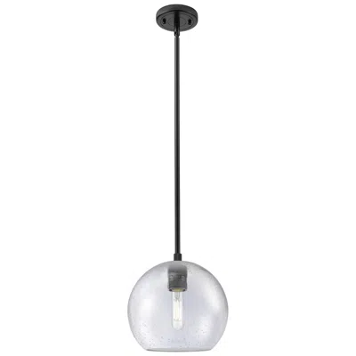 Innovations Lighting Crown Point Athens 8"w Matte Black Stem Hung Pendant With Seedy Shade