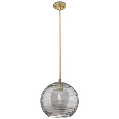 Innovations Lighting Crown Point Athens Deco Swirl 10"w Brass Stem Pendant W/ Smoke Shade